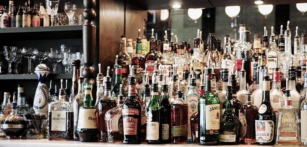 Different Liquor Bottles on a shelf