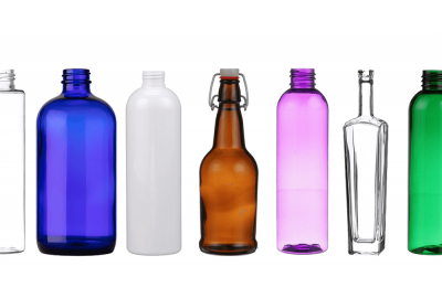 A variety of glass and plastic bottles