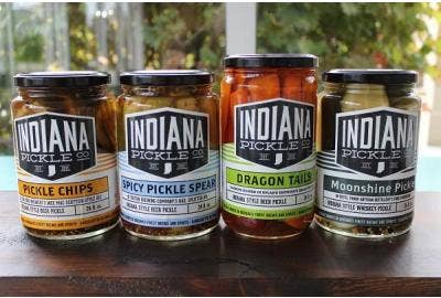 Jars of pickles from the Indiana Pickle Co.