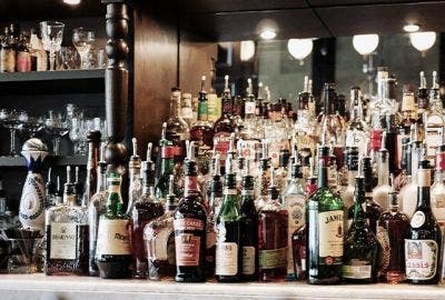 Different types of Liquor Bottles on a shelf