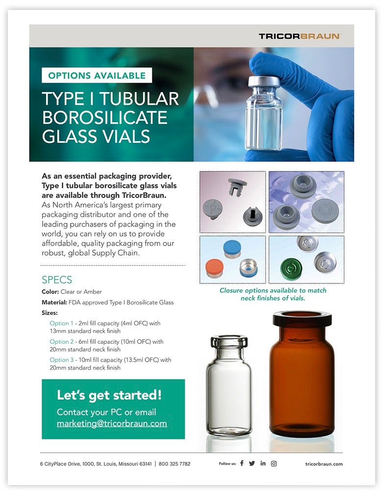 Type I Tubular Borosilicate Glass Vials