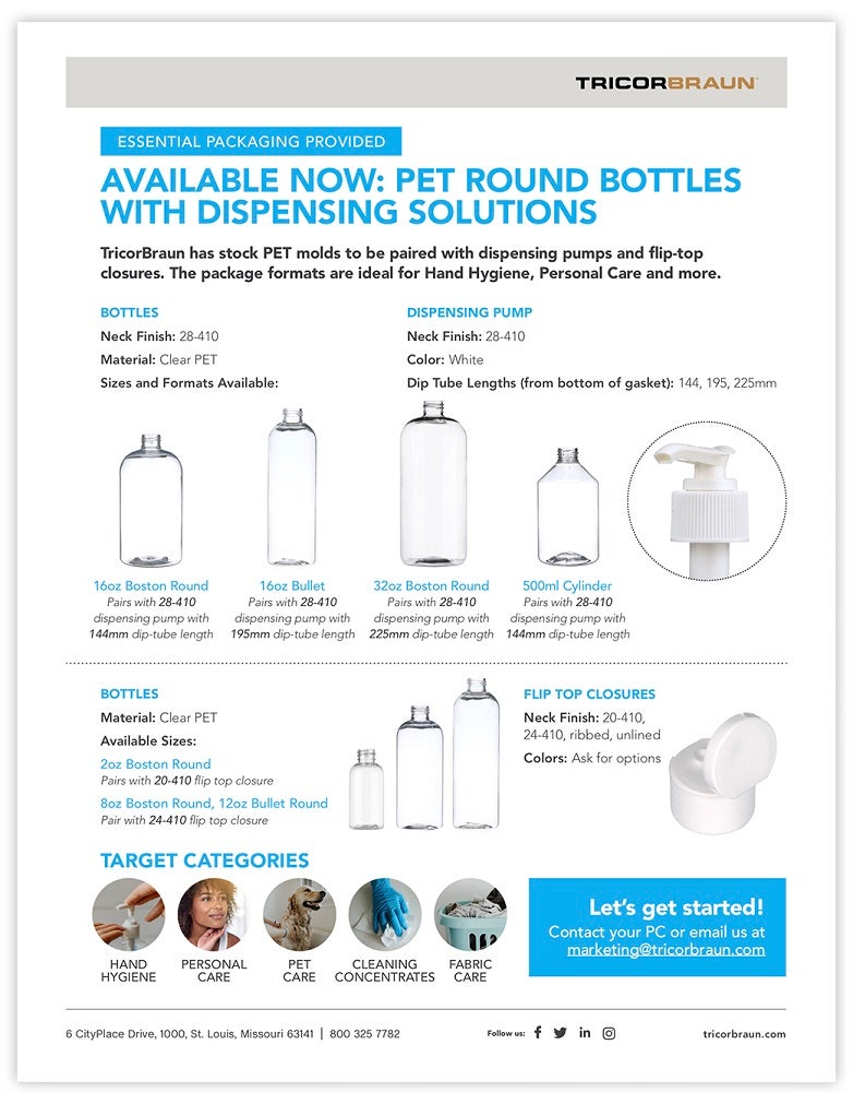 PET Round Bottles with Dispensing Solutions