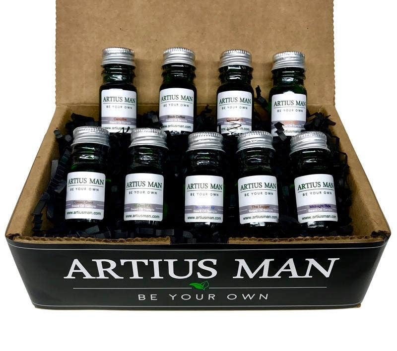 A box filled with Artius Man bottles