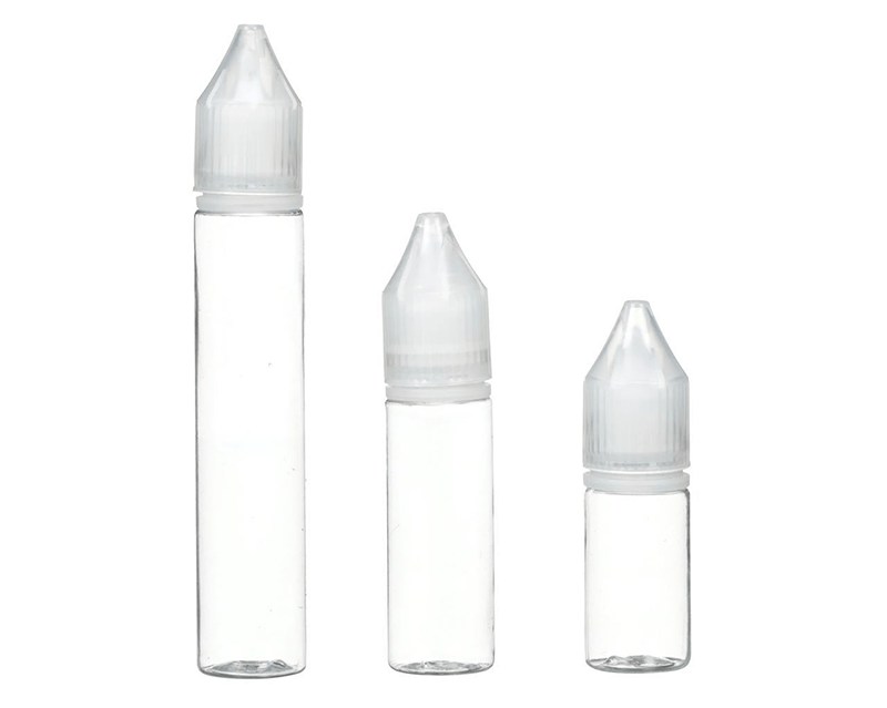 A variety of 3 different sizes of vape bottles