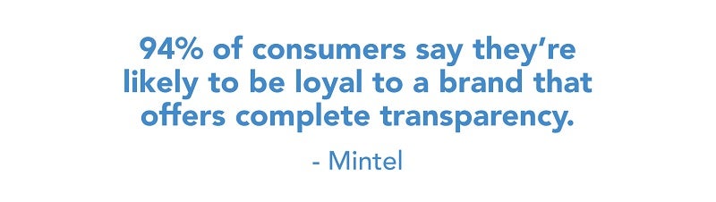 consumers are loyal to brands that offer complete transparency